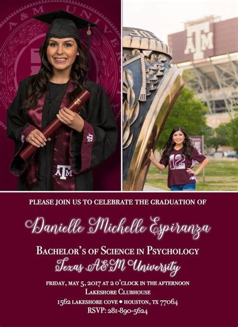 Custom Texas A&M Graduation Announcements Invitations Downloadable PDF File *Printed P ...