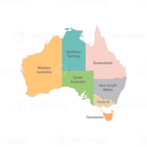 Australia Map Full Color High Detail Separated all states 22541457 PNG