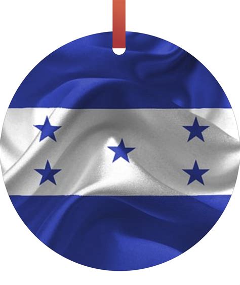 Honduras Flag Hanging Round Shaped Tree Ornament - (Flat) - Double ...