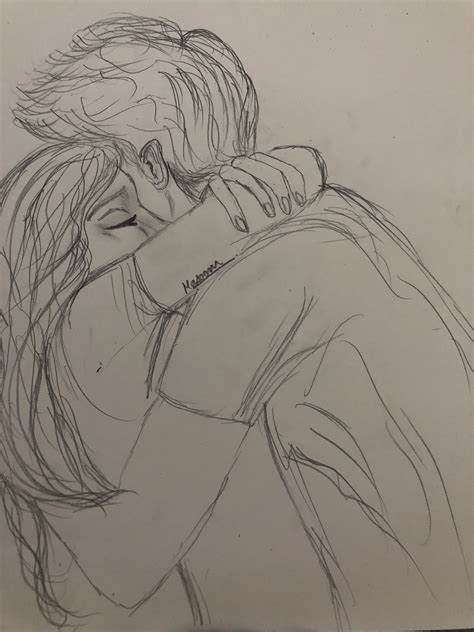 Boy And Girl Hugging Drawing