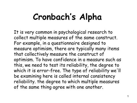 PPT - Cronbach’s Alpha PowerPoint Presentation, free download - ID:5765647