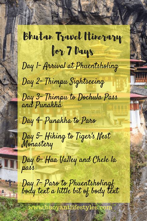 Bhutan Travel Itinerary for 7 Days - Buoyant Lifestyles