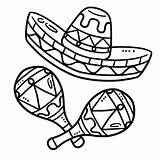 Cinco De Mayo sombrero Mexicano Y Maracas Aislados  Vector Premium sketch template