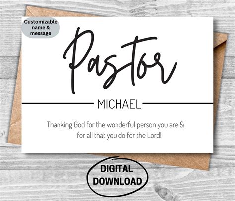 Personalized Pastor Card, Thank You Card for Pastor, Printable Pastor ...