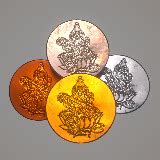 Gold coin (Indian Goddess) low-poly