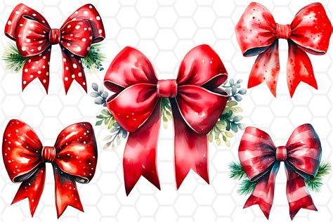 Watercolor Christmas Bow Clipart PNG Graphic by DreanArtDesign · Creative Fabrica