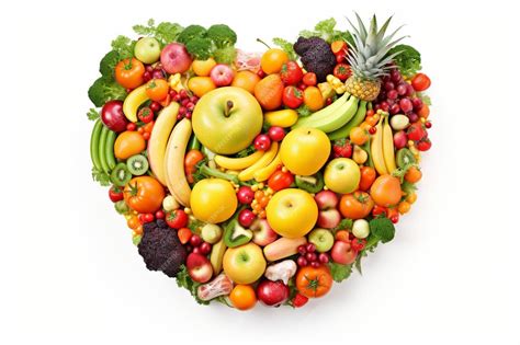 Premium AI Image | a heart shaped arrangement of fruits and vegetables