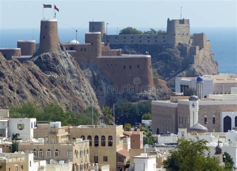 Al Marani and Al Jalali Forts, Muscat Stock Photo - Image of oman ...