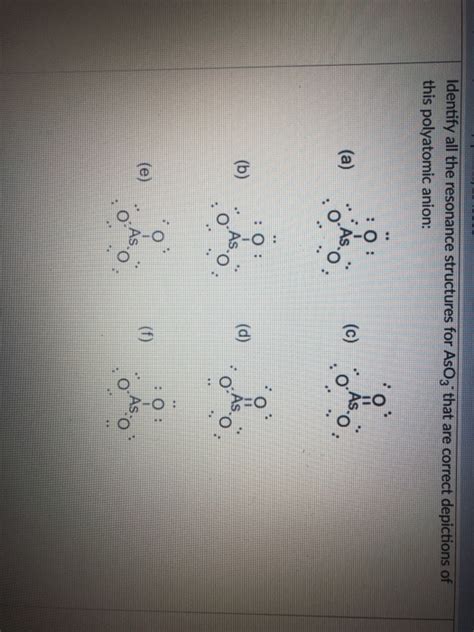 Solved Identify all the resonance structures for AsO3 that | Chegg.com