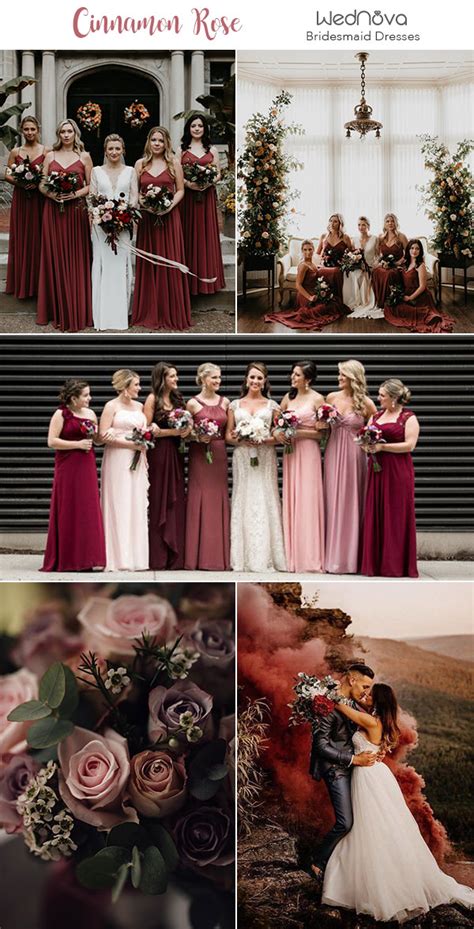 10 Trendy & Romantic Cinnamon Rose Bridesmaid Dresses and Wedding Ideas - WedNova Blog