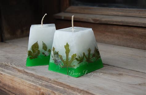 Green Aroma Candles, Set of 2 Scented Candles, White Green Candles Whit ...