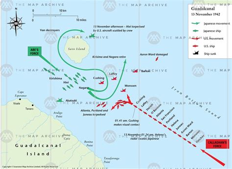 First Naval Battle of Guadalcanal, WWII (13 November 1942) [1098 x 800] : r/warmaps