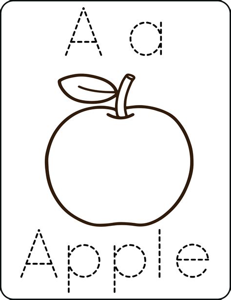 Letter Aa, uppercase and lowercase, cute children coloring an apple ...