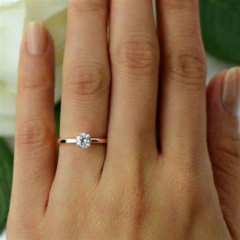 1/2 Ct Promise Ring, Engagement Ring, 4 Prong Solitaire Ring, Man Made Diamond Simulant, Wedding ...