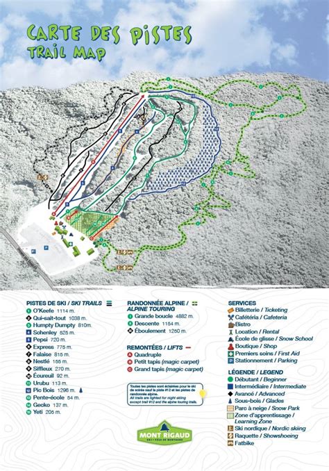 Carte des pistes | Ski Mont Rigaud - Montérégie - Québec