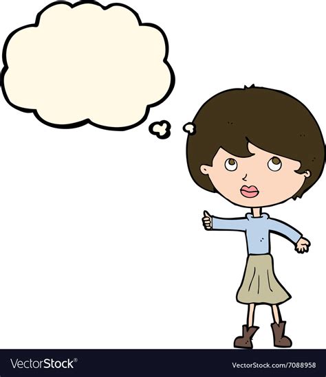 Cartoon woman asking question with thought bubble Vector Image