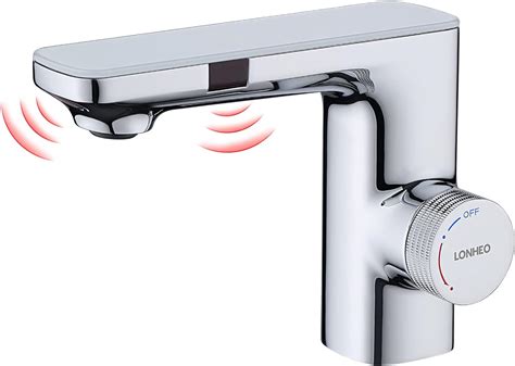 Infrarot Wasserhahn mit Sensor, Lonheo Elektrische Waschtischarmatur Waschbecken Armaturen mit 2 ...