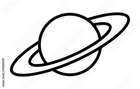 Planet Saturn with planetary ring system line art icon for astronomy ...