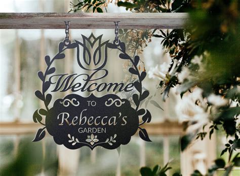 Welcome Garden Metal Custom Name Sign Personalized Hanging | Etsy