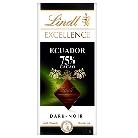 Lindt Excellence Ecuador 75% Cacao Dark Chocolate Bar 100g – Lindt ...