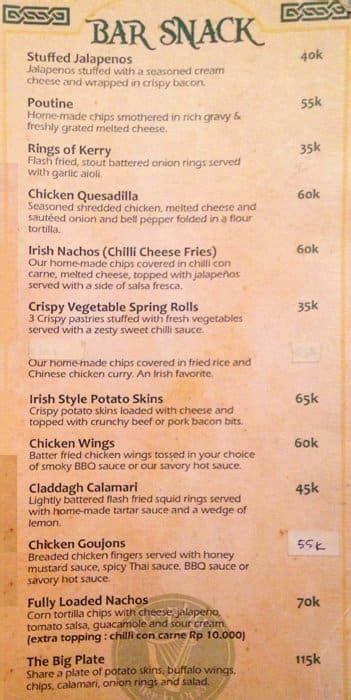 Murphy's Irish Pub Menu, Menu for Murphy's Irish Pub, Kemang, Jakarta - Zomato Indonesia