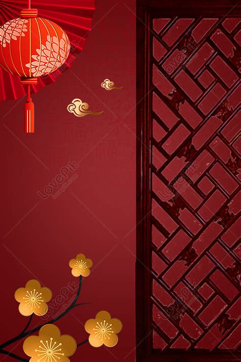 Chinese Style Red Antique Wooden Door Advertising Background Download Free | Poster Background ...