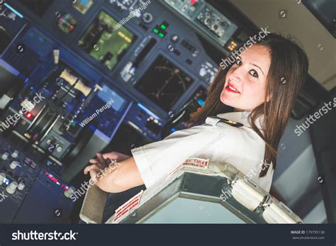 Female Pilot Airplane Cockpit Stock Photo 179795138 | Shutterstock