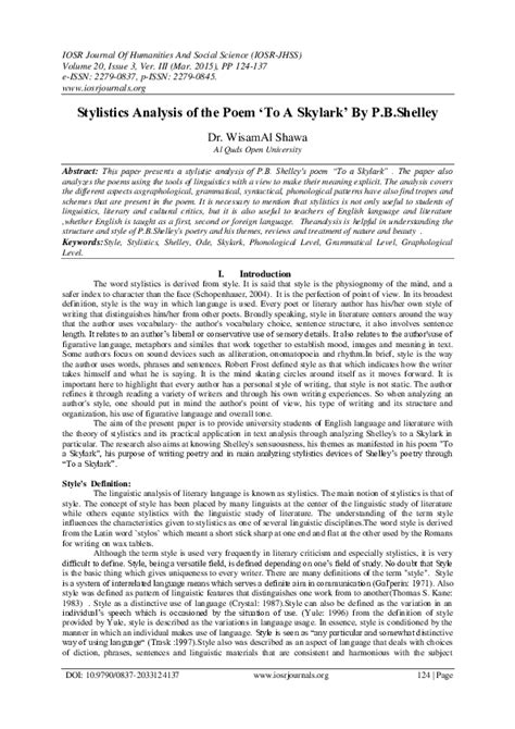 (PDF) Stylistics Analysis of the Poem 'To A Skylark' By P.B.Shelley ...