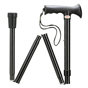 Ergonomic Soft Grip Folding Walking Cane - Black