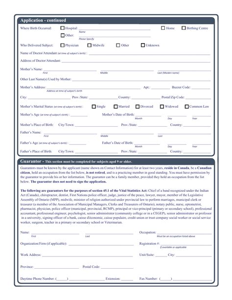 Ontario Canada Birth Certificate Application Form - Fill Out, Sign ...