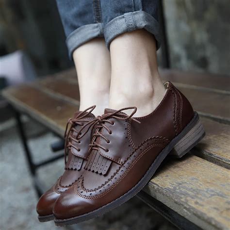 Teahoo 2018 Autumn Winter Oxford Shoes for Women Lace up Leather Shoes Woman Autumn Shoes Street ...