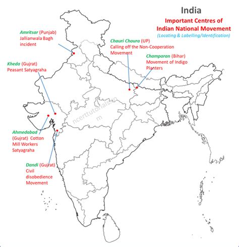 Class 10 History - Nationalism in India Map-Work | India map, Indian history facts, History notes