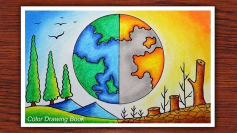 How to draw world environment day poster, Save nature drawing easy | Earth drawings, Save earth ...