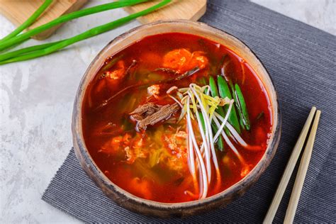 Perfect for a Cold Night: Korean Spicy Beef Soup (Yukaejang) | Recipe | Beef soup recipes ...