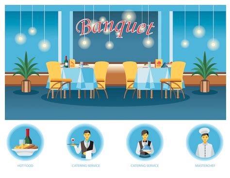 Premium Vector | Banquet room, hall flat illustration