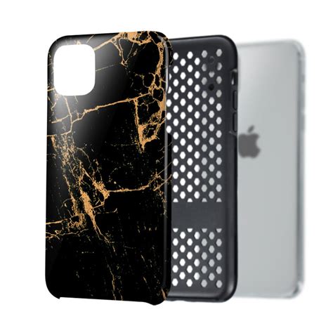 iPhone 11 Pro Max Case - - Cracked Rose Gold Black Marble - Casebus