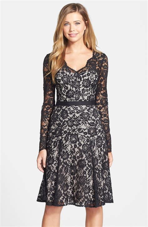 Maggy London Long Sleeve Lace Fit & Flare Dress | Nordstrom