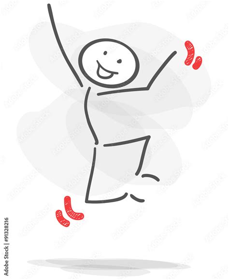 Vettoriale Stock stickman jumping happy red | Adobe Stock