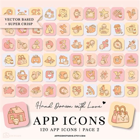 Kawaii Aesthetic App Icons iOS 14 Icons Cute Kawaii Icons | Etsy