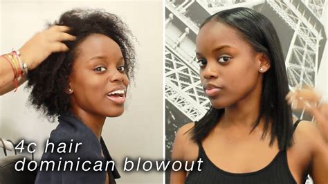 Dominican Blowout Routine On Natural 4C Hair (No Heat Damage) - YouTube