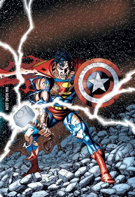 SUPERMAN wielding MJOLNIR and C.A.'s SHIELD - 9GAG