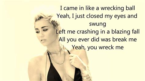 Miley Cyrus - Wrecking Ball Lyrics - YouTube