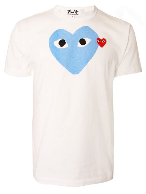 Comme des garçons Play Mens Blue Heart Logo T-shirt White in Blue for ...