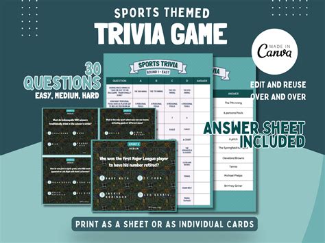 Printable Sports Trivia Games: Instant Download for Home Fun Perfect ...