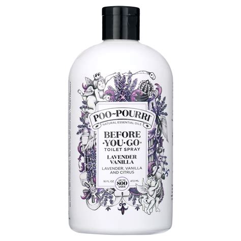 Poo-Pourri, Lavender Vanilla, 16oz, Before-You-Go Toilet Spray, Essential Oils, Natural, Non ...