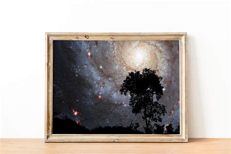 Galaxy Art Print, Blue Galaxy Poster, Stary Night Photography, Space ...