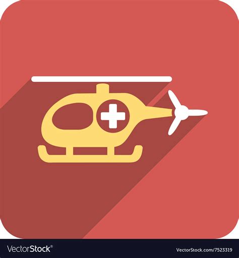 Medical helicopter flat rounded square icon Vector Image