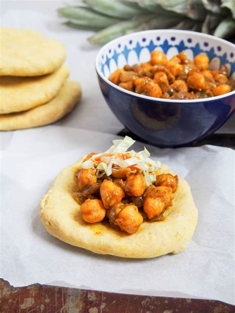 Trinidadian doubles (chickpea curry on spiced flatbread) - Caroline's ...