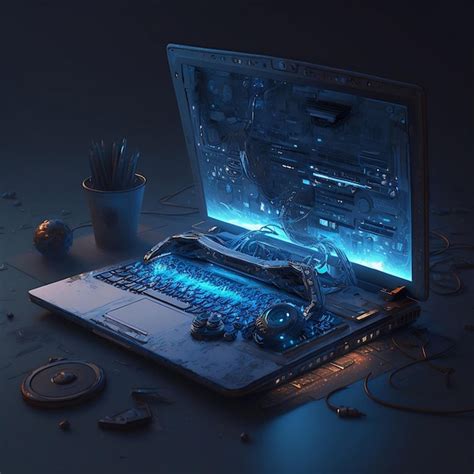 A highly intricate visual of a laptop gaming generative AI | Premium AI ...