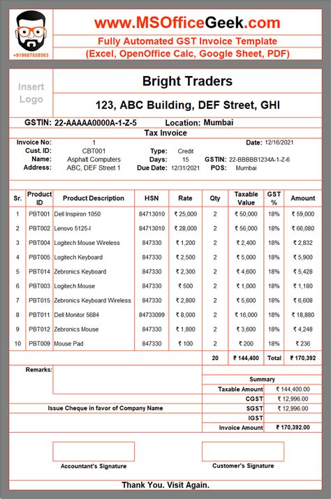 Gst Invoice Format In Excel Word Pdf And Jpeg Format No Cloudyx ...